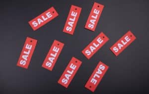 Sale signs on a black background